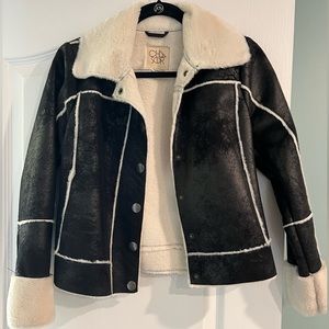 Chaser Faux Fur Lined Suede Cropped Jacket
